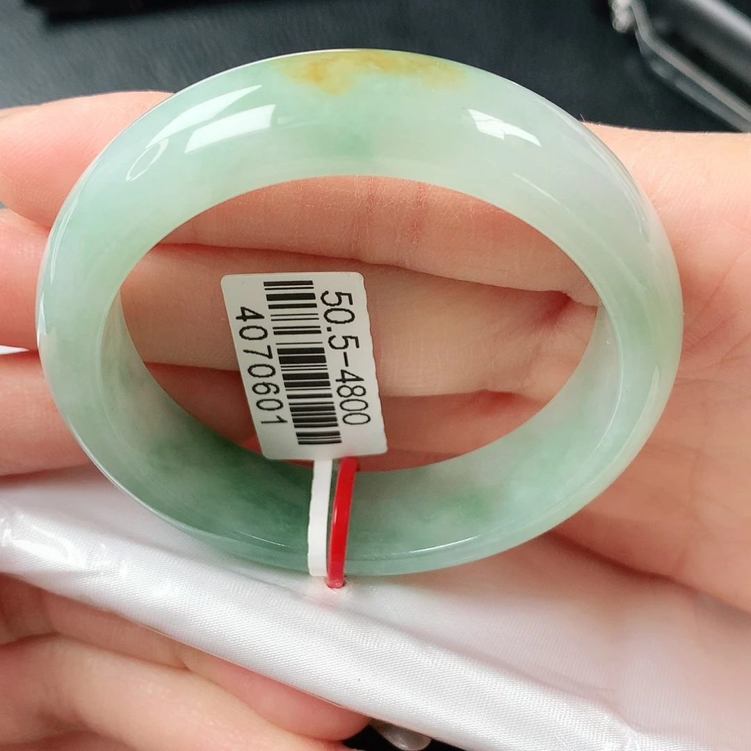 翡翠手镯未镶嵌宽板冰绿正圈50圈口20号