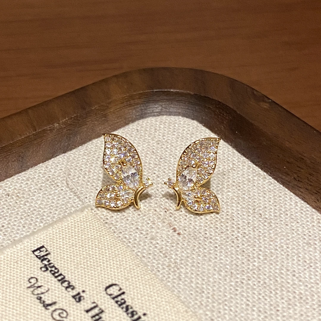 铜合金锆石耳饰 气质耳钉轻奢时尚百搭精致耳饰A2211