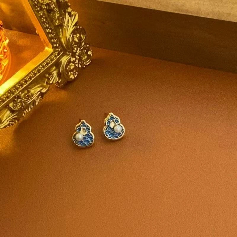 铜合金珐琅耳饰 气质百搭精致时尚款轻奢耳环3812
