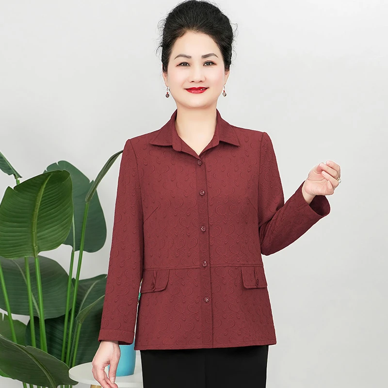 美学家中年短款中老年女装胖妈妈春新款款休闲外套洋气高贵D25806