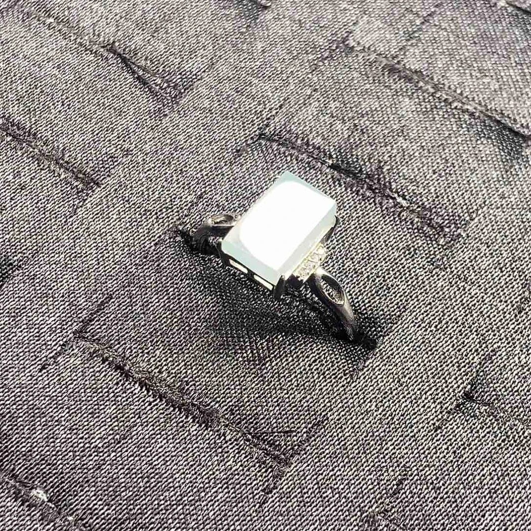 翡翠银S925镀金镶嵌戒指