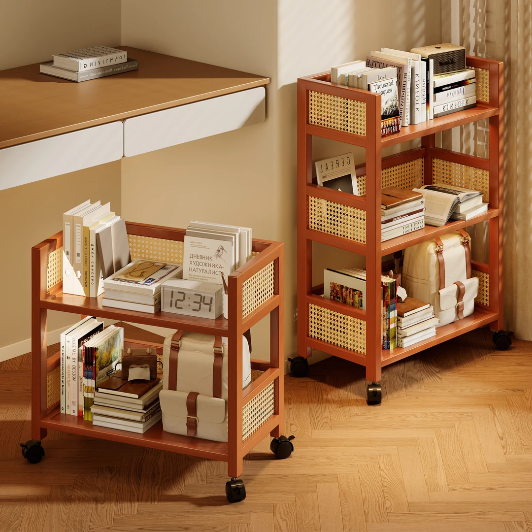 中古小推车零食置物架客厅落地可移动带轮杂物储物柜简易收纳架子