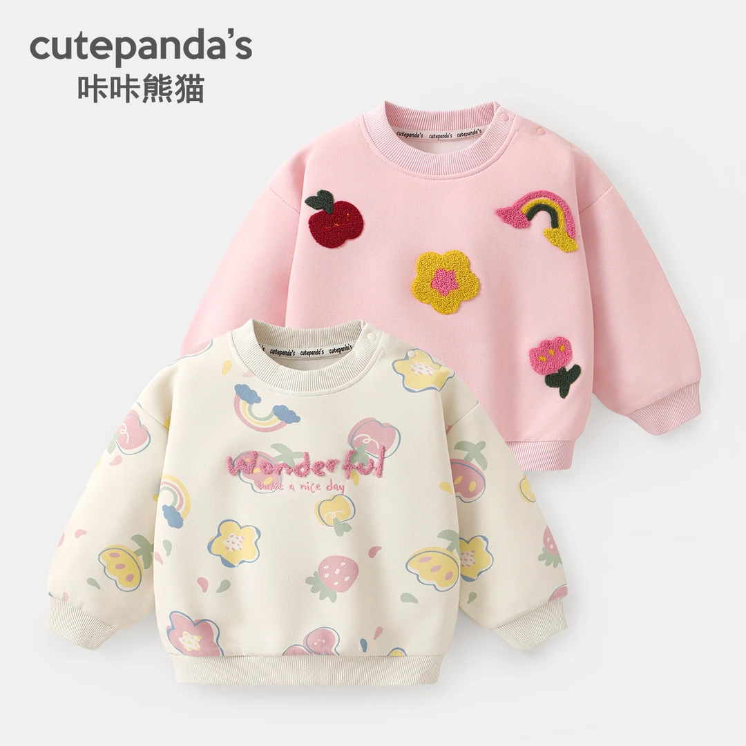 儿童宝宝女童圆领卫衣婴儿小童秋冬冬装超可爱上装衣服Y10098