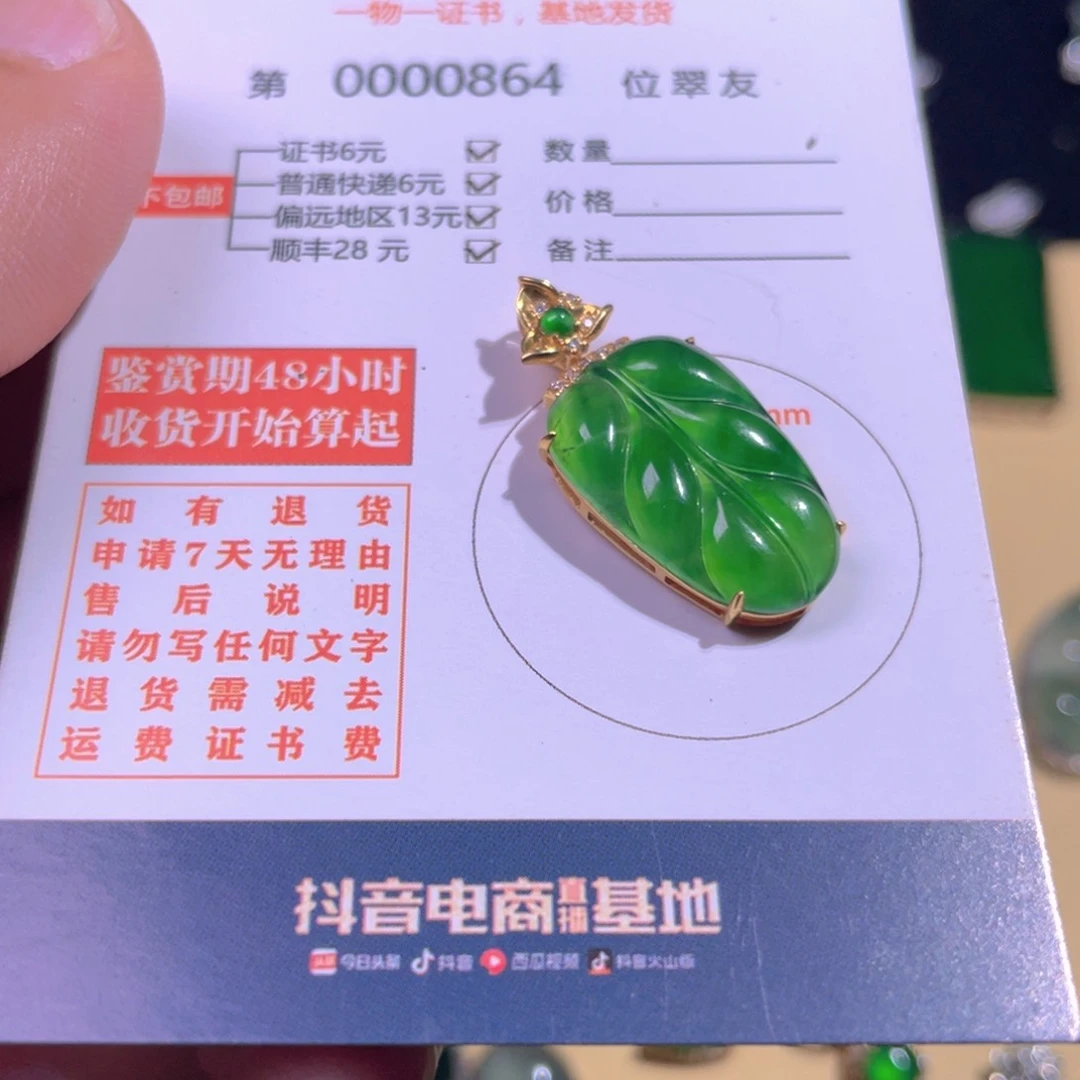 翡翠18K金镶嵌颈饰瘦***显翡翠