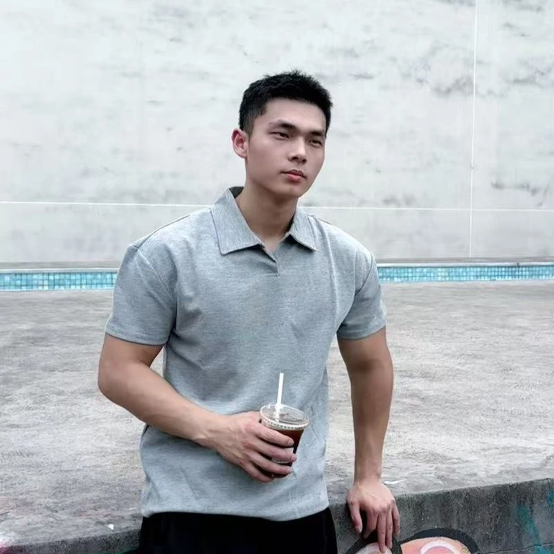 夏季健身T恤亨利衫男翻领POLO收袖口显身材短袖运动透气休闲训练