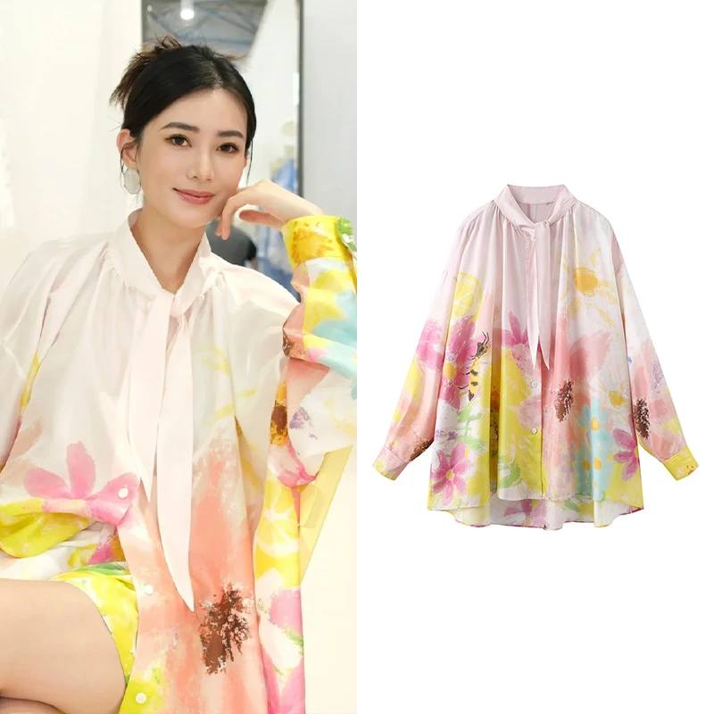 【筱】 25春夏新品油画感印花度假风双宫桑蚕丝短裤套装K5093