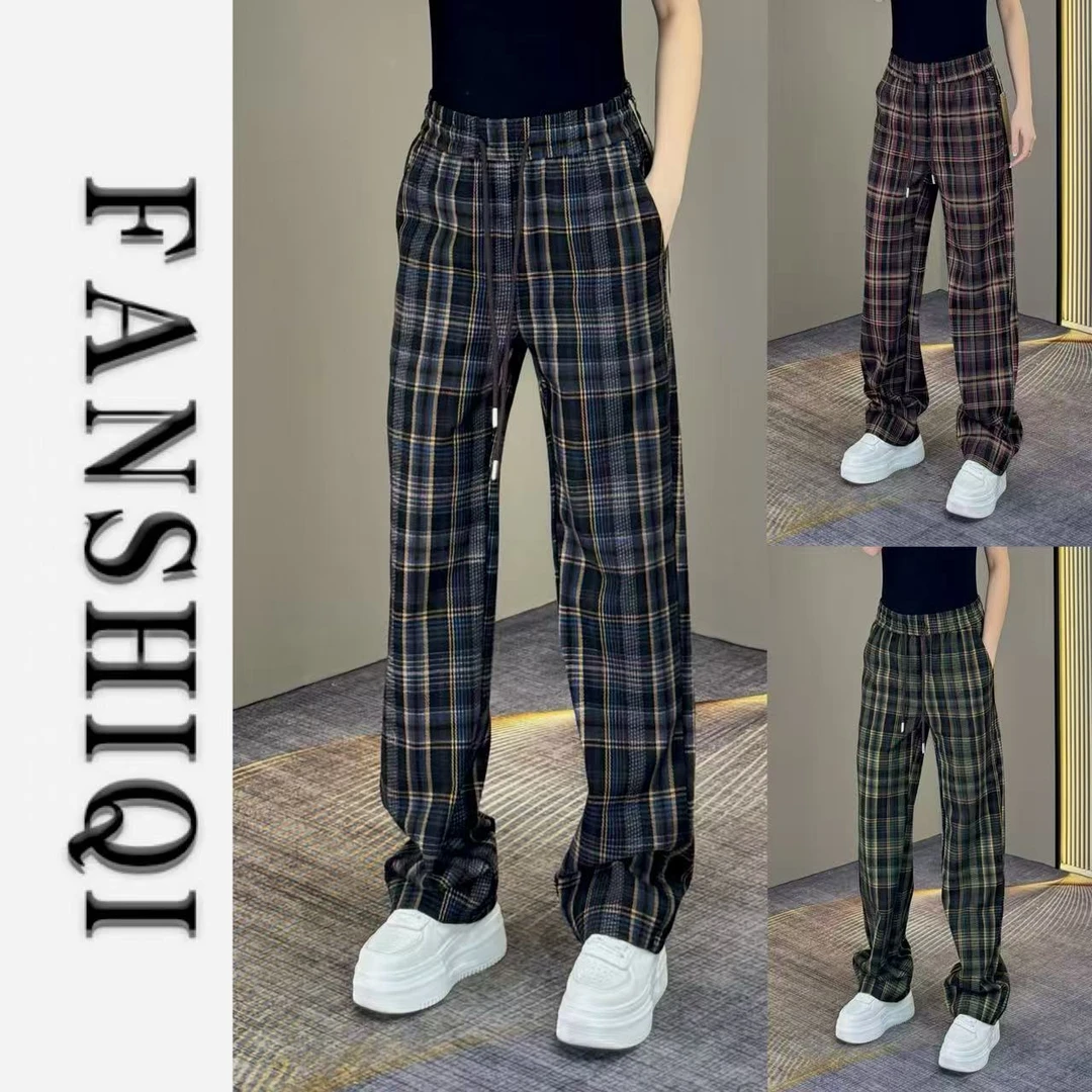 【凡仕奇】秋冬男士怀旧复古格子休闲裤百搭时尚直筒潮流长裤6902