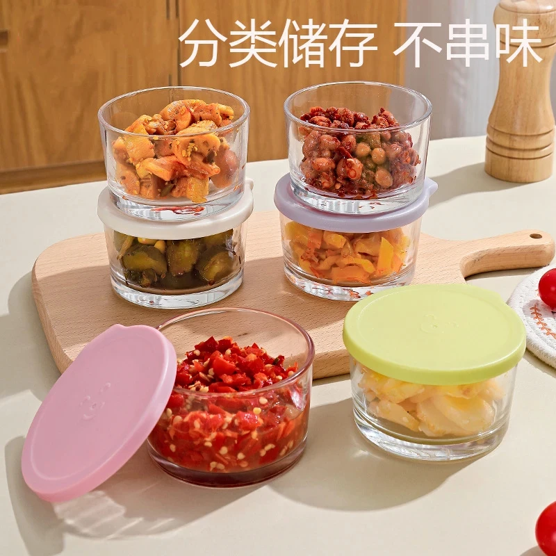 玻璃厨房保鲜盒带盖密封冷藏罐泡菜咸菜罐圆形防漏