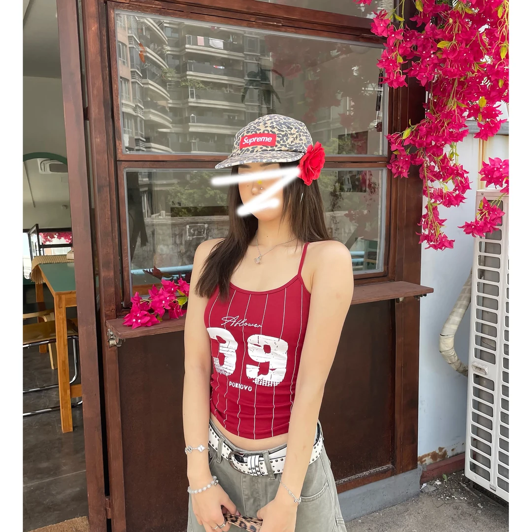 美式复古运动吊带背心女2025夏美背辣妹设计感女无袖背心吊带上衣