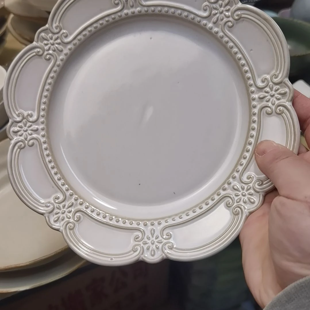 瓷片微瑕洛克八寸浅盘三个一组有黑线接受再拍