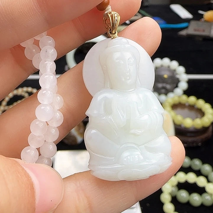 和田玉挂件18K金镶嵌定制发货