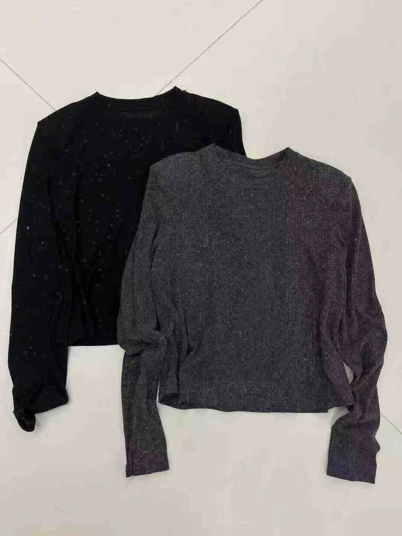 DuoDuo早秋季新款欧货女时尚圆领烫钻长袖打底衫百搭上衣