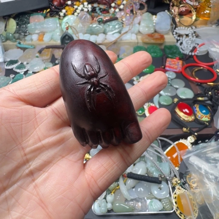 福***星小叶紫檀微瑕知足常乐手把件