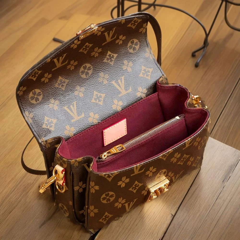 香港精选正品2026新款女包真皮链条包老花邮差包单肩斜挎手提小包