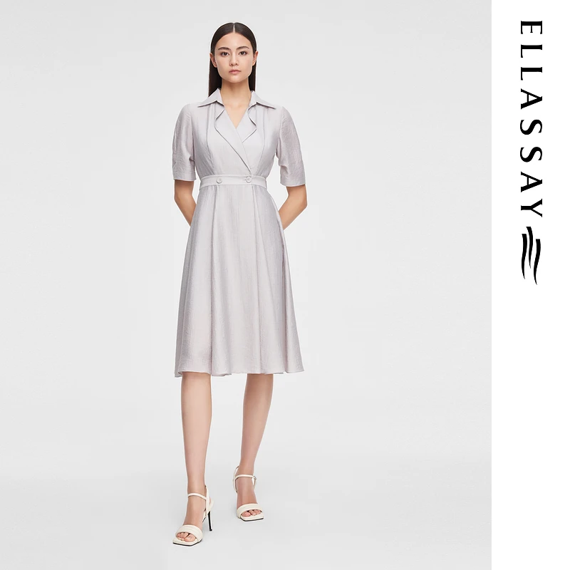 ELLASSAY歌力思夏季新款简约舒适柔美优雅连衣裙女EWE352Y03300