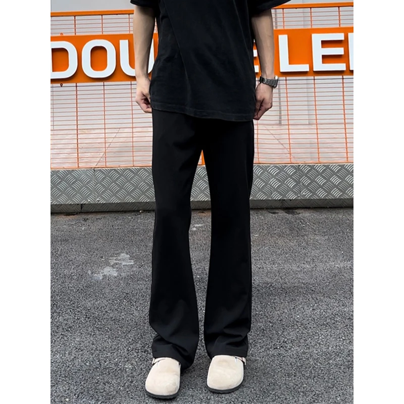 黑色517微喇西裤垂坠感百搭直筒裤男夏季薄款cleanfit痞帅休闲裤