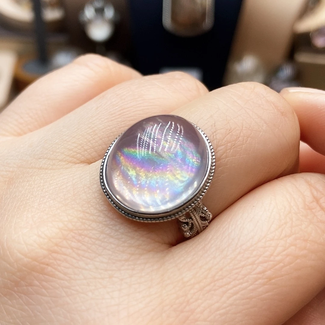 水晶戒指银S925镶嵌水晶