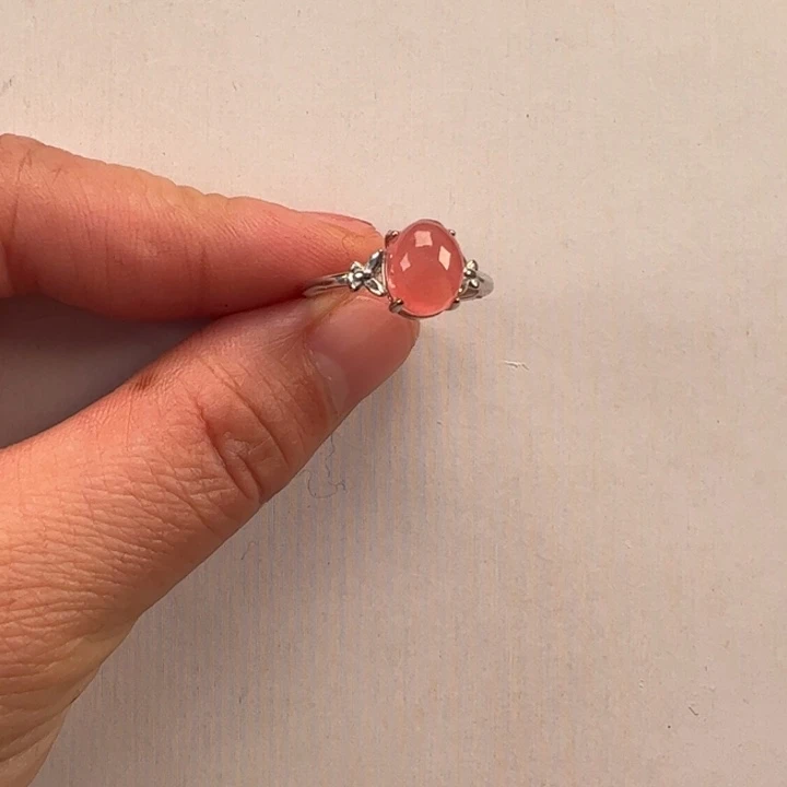 菱锰矿（红纹石）戒指银S925镶嵌
