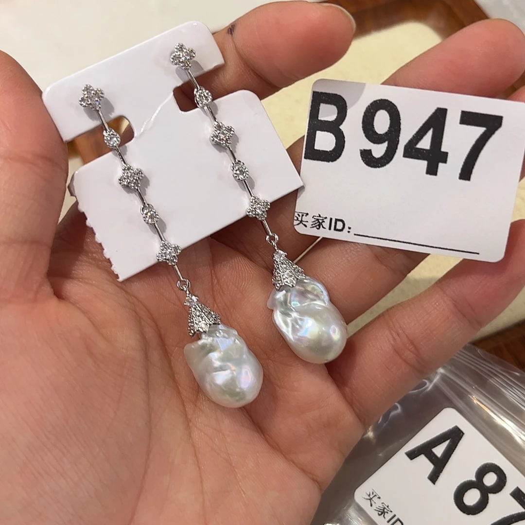 合金淡水珍珠耳饰