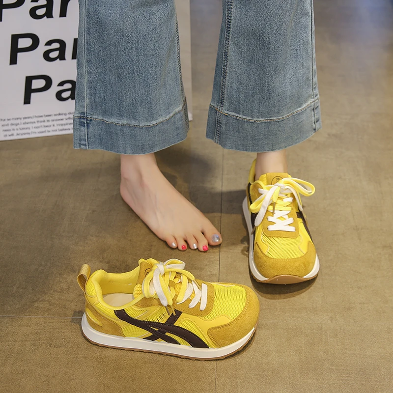 丑萌大头德训鞋女2025新款夏季薄款网鞋女透气网面阿甘运动板鞋子