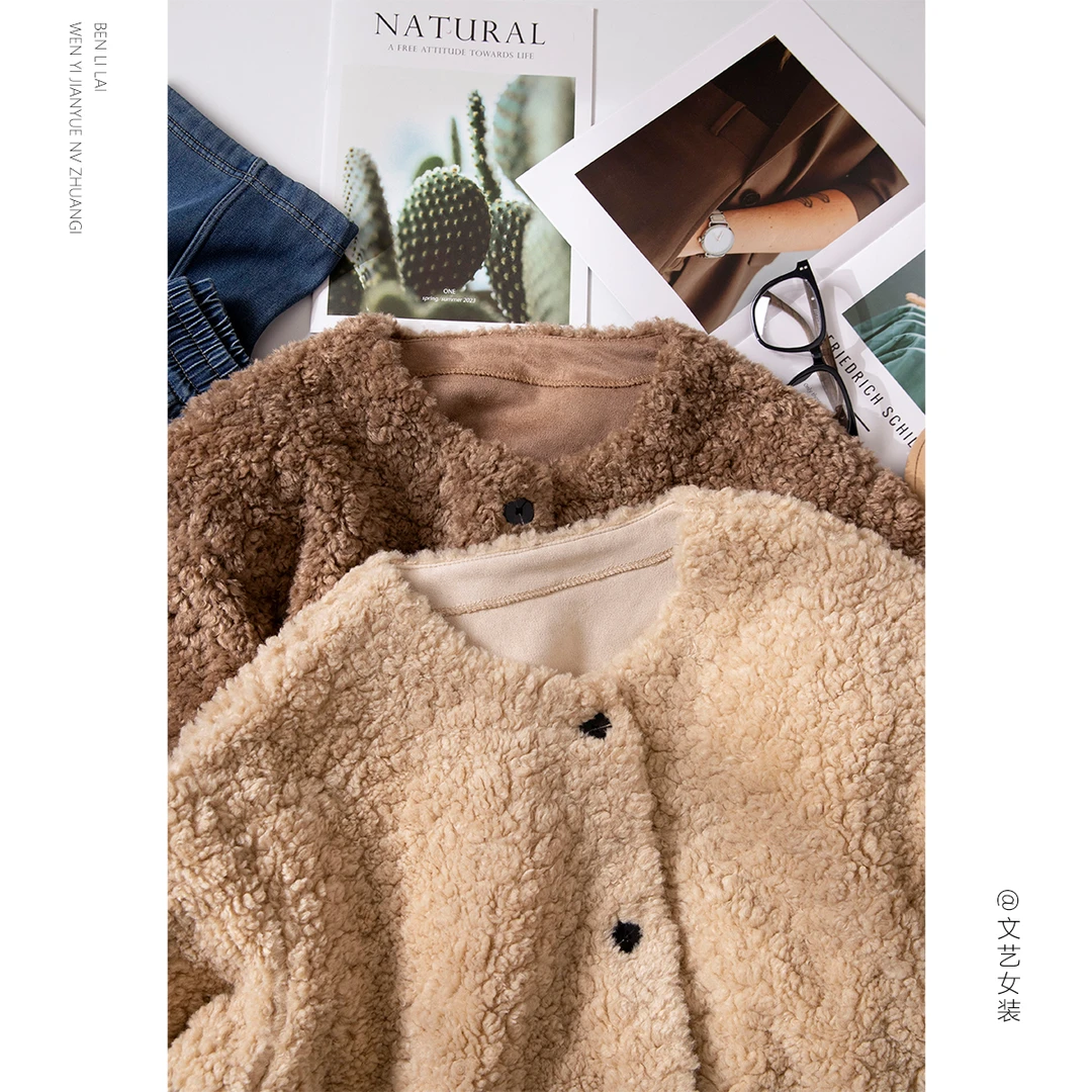 冬季加厚宽松慵懒保暖初冬外套女休闲减龄上衣6977