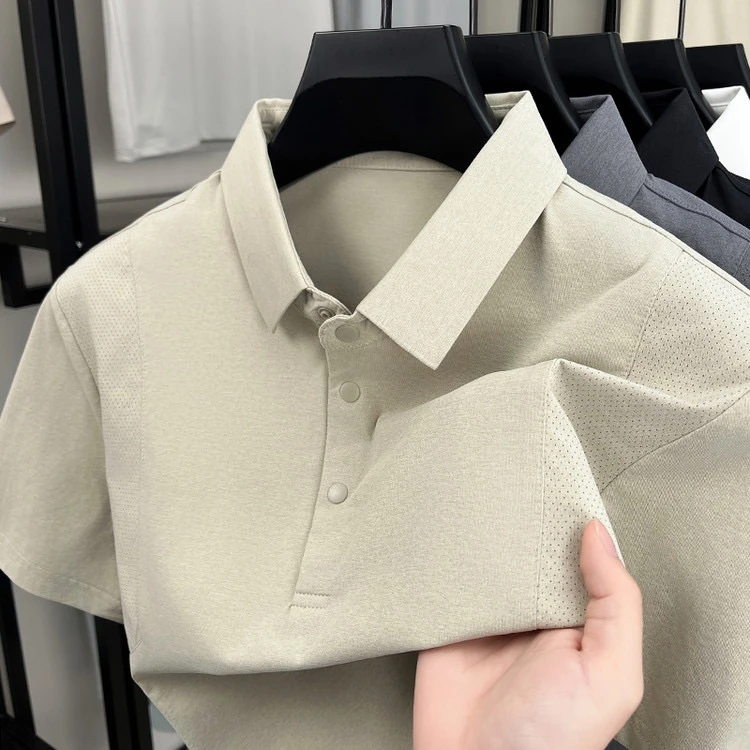 【凉感索罗娜】速干迪桑同源汗液秒吸T恤男士运动休闲夏季半袖翻领