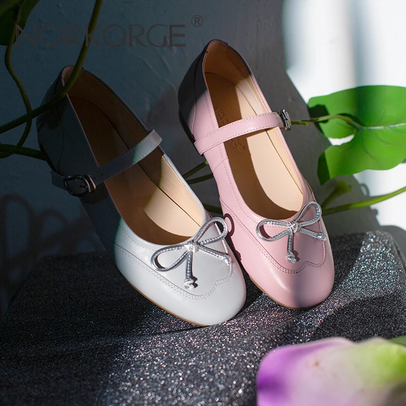 2132精致小蝴蝶结圆头软面平底玛鞋