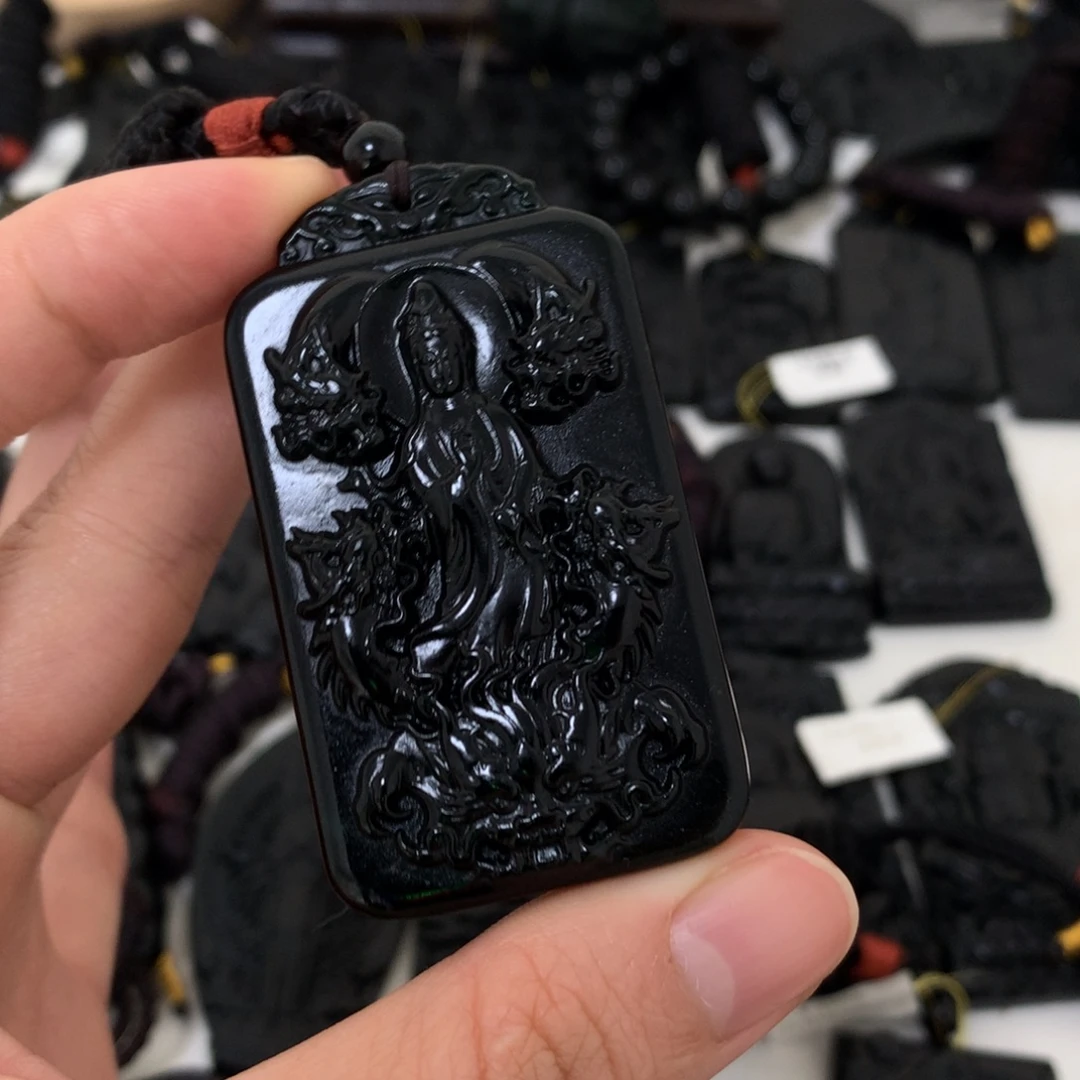 天然缅甸a货钢琴黑挂件