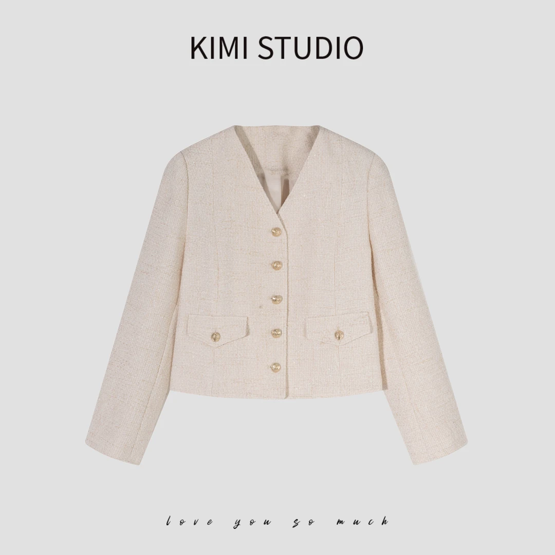 SS25189  Gcut金扣V领小香风外套