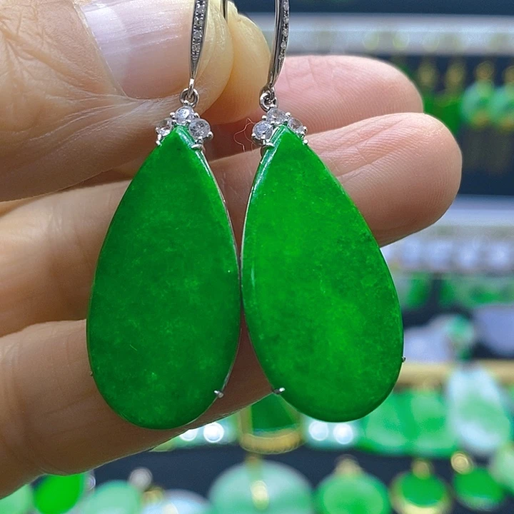 翡翠18K金镶嵌耳饰耳坠