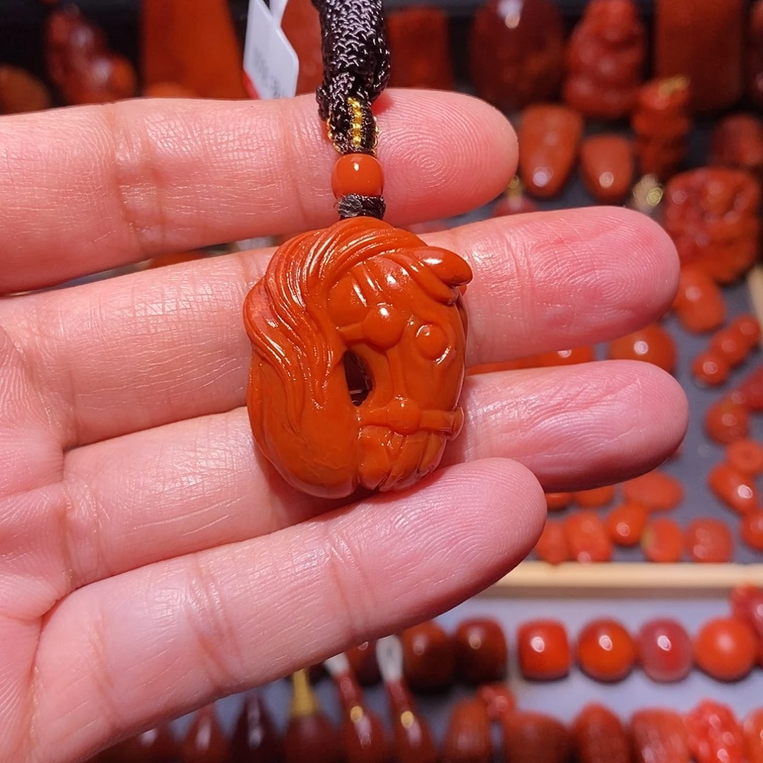 南红玛瑙未镶嵌精工马吊坠