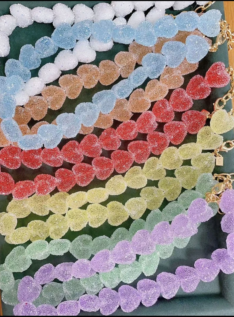 铜合金项链 铜合金项链 【CH原单】砂糖糖霜项链彩色多巴胺糖果色