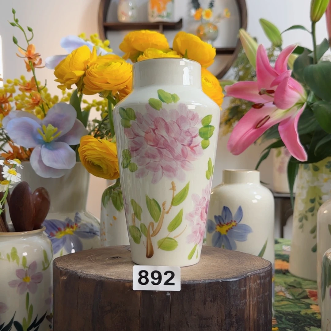 摆件景德镇陶瓷手绘小花瓶摆件无孔