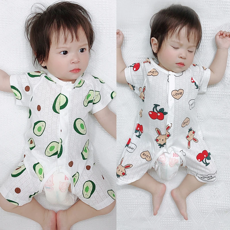 宠粉福利 宝宝短袖竹纤维开档哈衣婴儿薄款连体衣爬服