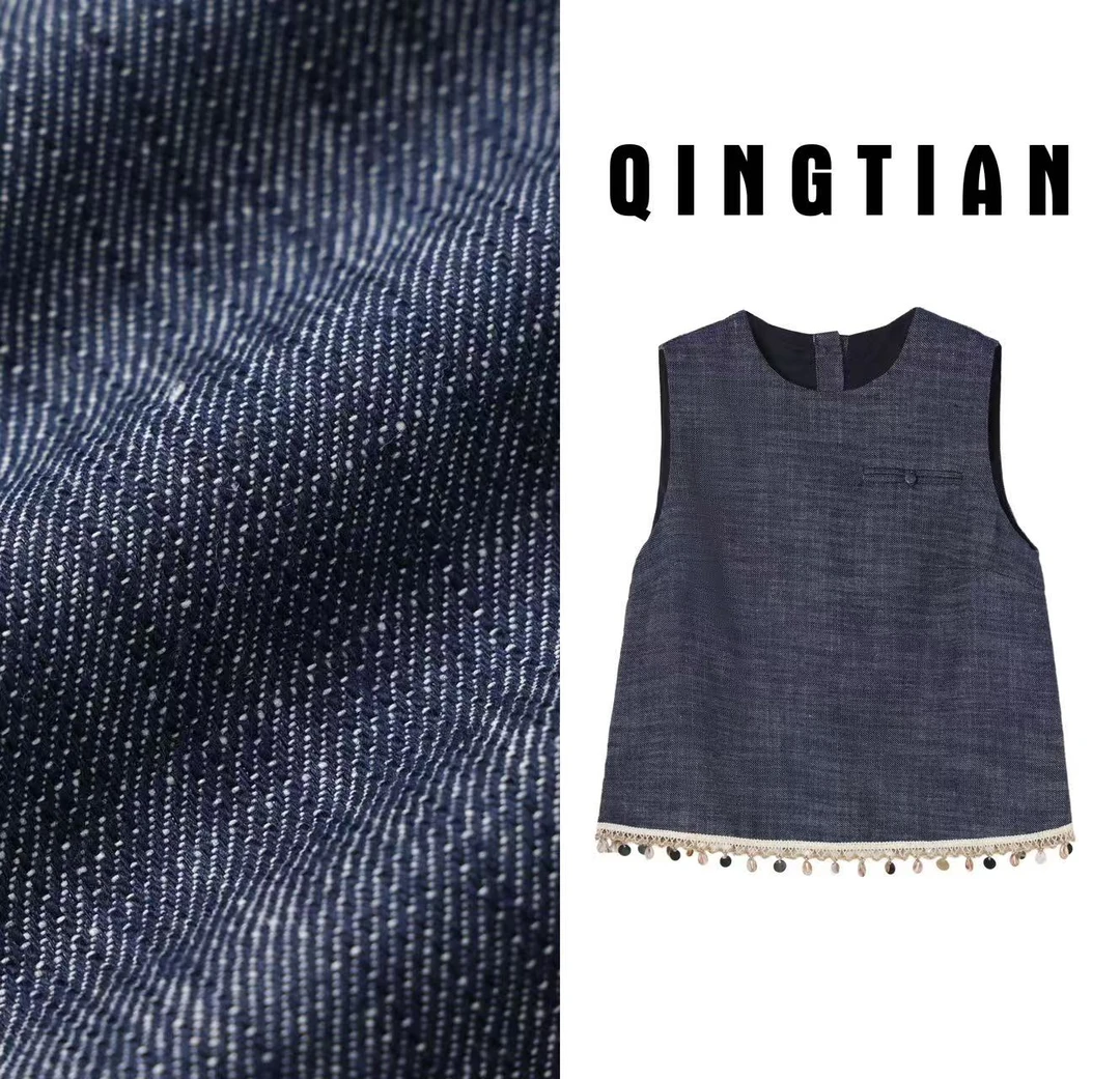 深圳南油原创2025新款彩色装饰小石头牛仔马甲3242