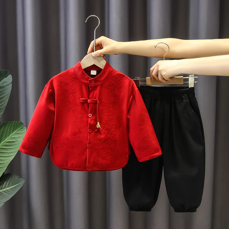 男童汉服套装春秋2025新款宝宝新中式改良唐装儿童秋装中秋演出服