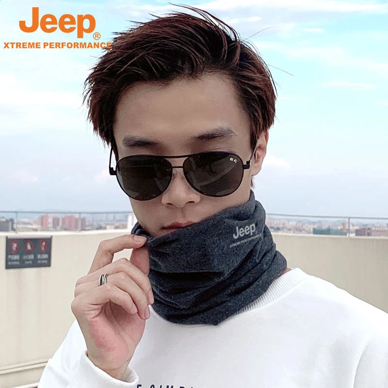 JEEP/吉普男士百搭加绒围脖秋冬护颈椎脖套骑行防风面罩小围巾女