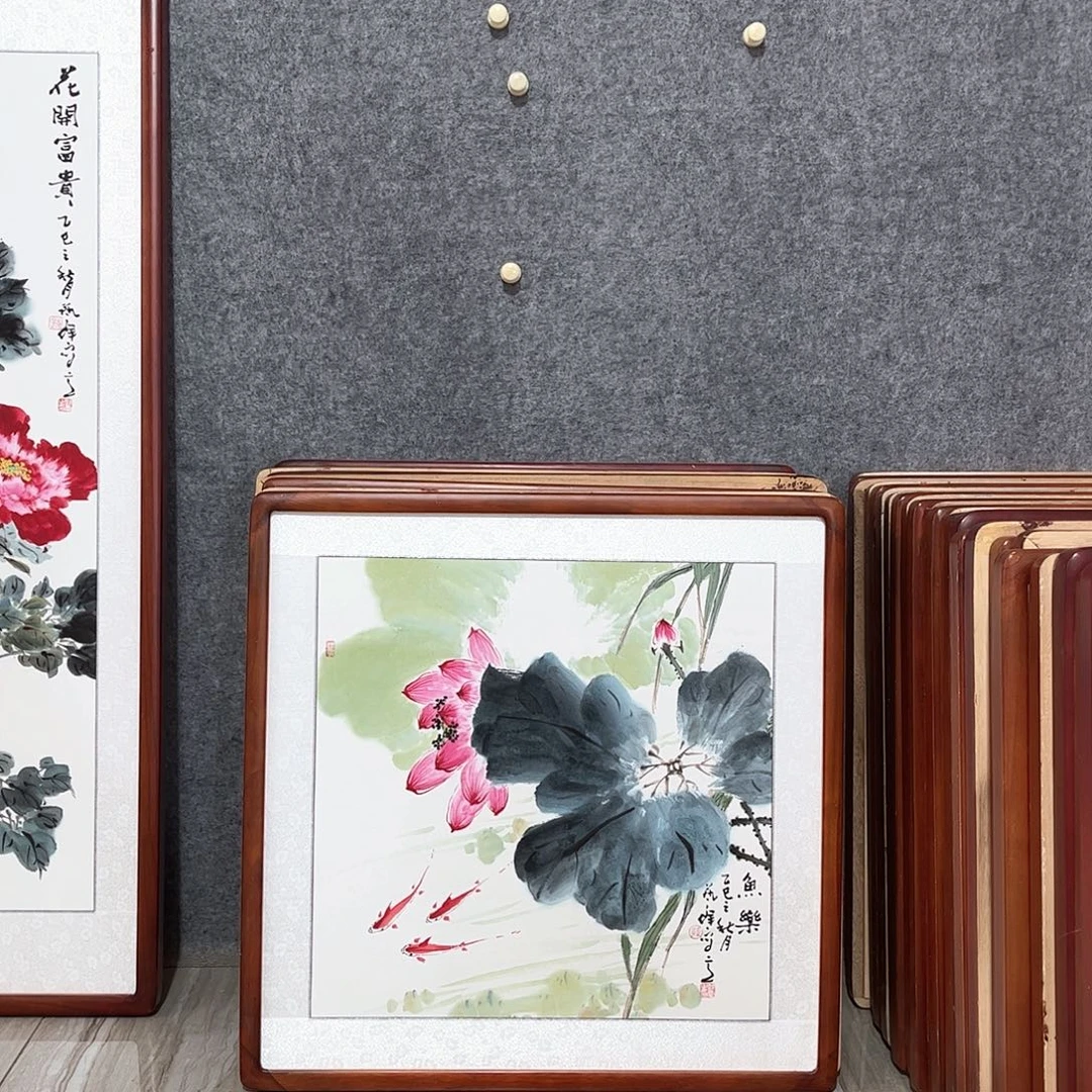 国画书画作品带框63×63