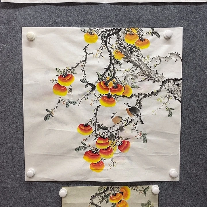 竖款新中式装饰画四尺对开斗方68×68