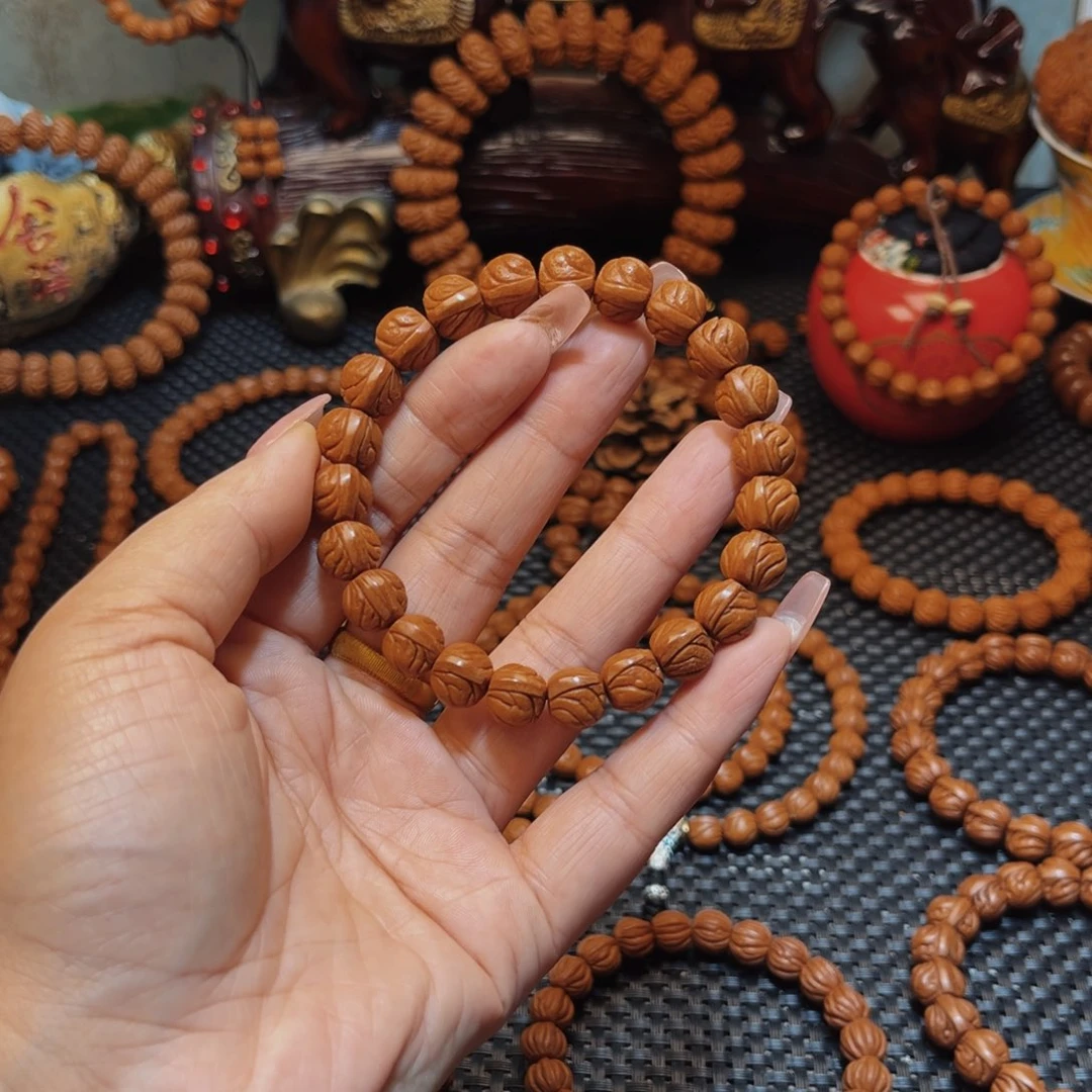 桃核手串11老树籽玉龙脊单圈