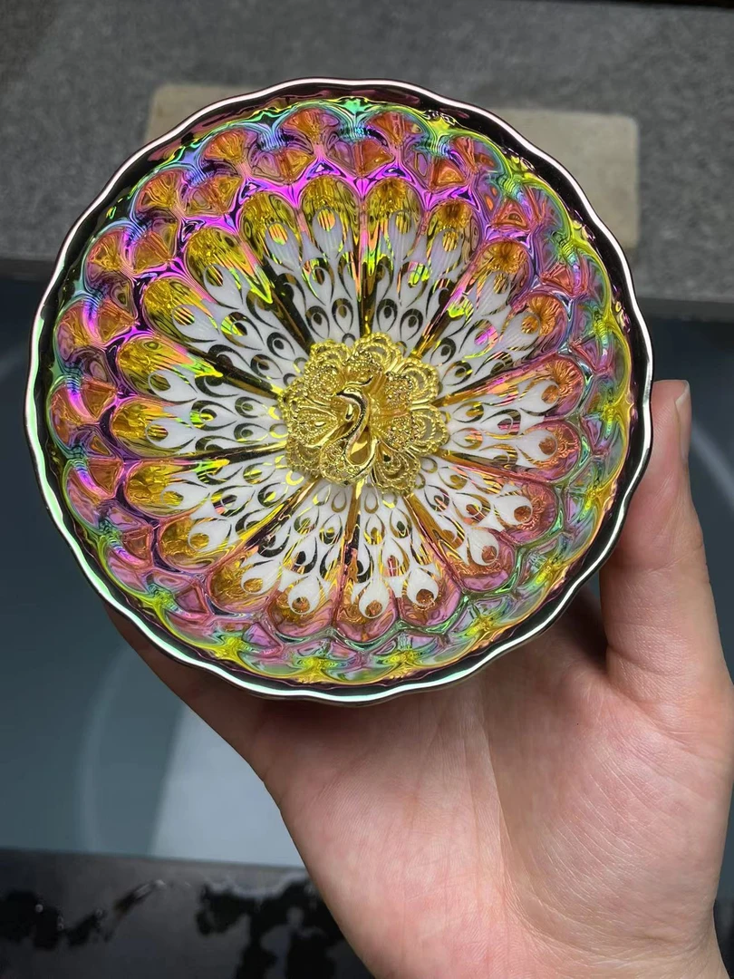【闪购链接】彩色孔雀高端家用主人杯茶器