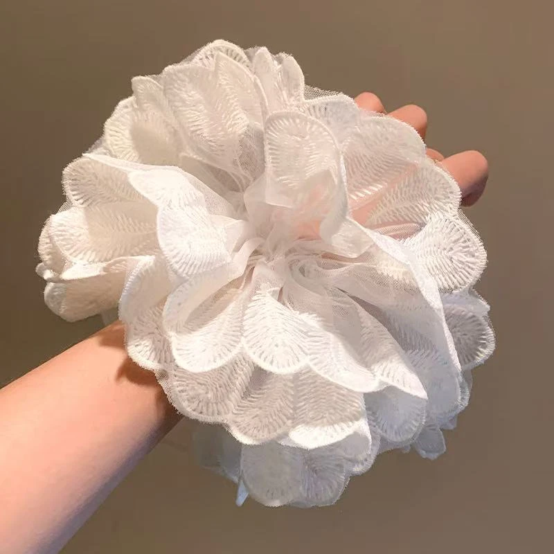 韩版百搭款甜美蕾丝羽毛大肠发圈发绳超仙温柔可爱头饰复古简约