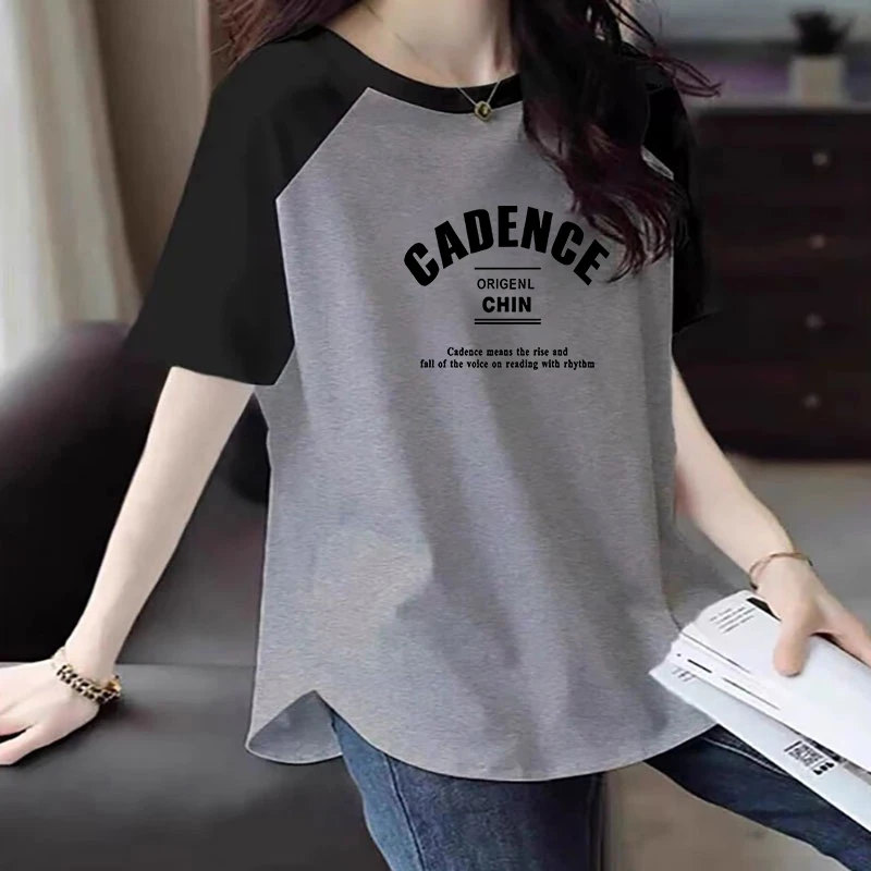 92%棉短袖T恤女夏季2025新款修身显瘦下摆弧形设计感休闲洋气上衣