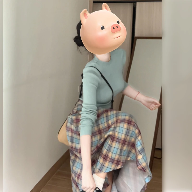 毛衣针织半身连衣裙子女秋冬季2025新款小个子韩系穿搭套装5258