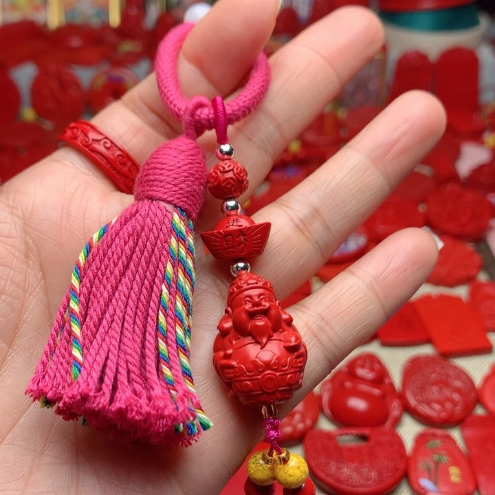 天然辰砂工艺品朱砂钥匙扣包包挂