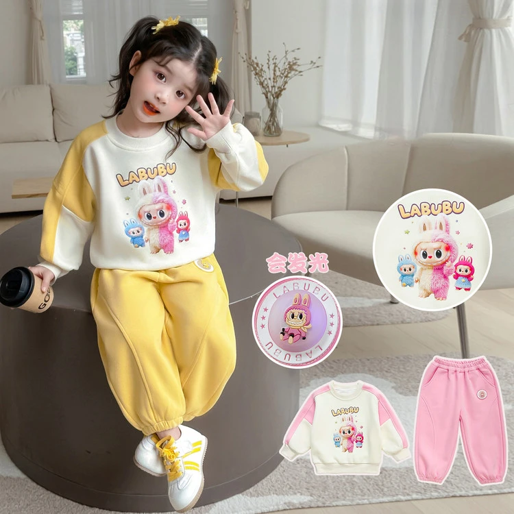 女童套装秋装2025新款洋气女孩衣服宝宝裤子春秋季儿童卫衣两件套