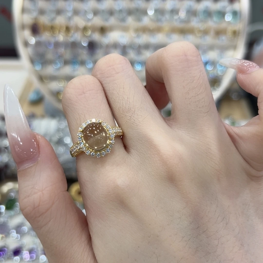 戒指黄晶银S925镶嵌