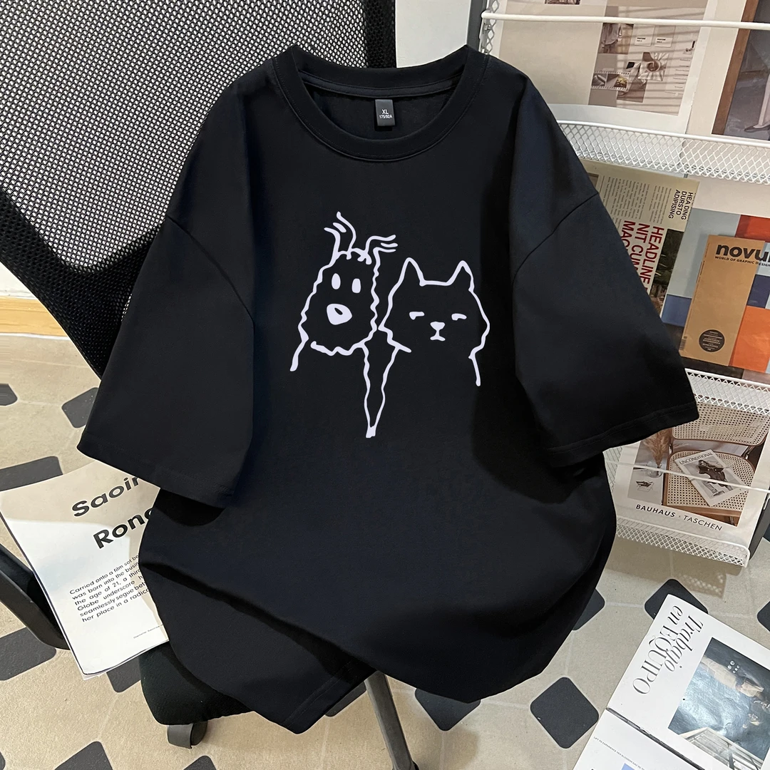 重磅纯棉短袖常规圆领夏季短袖男T恤韩版休闲宽松设计感上衣潮流