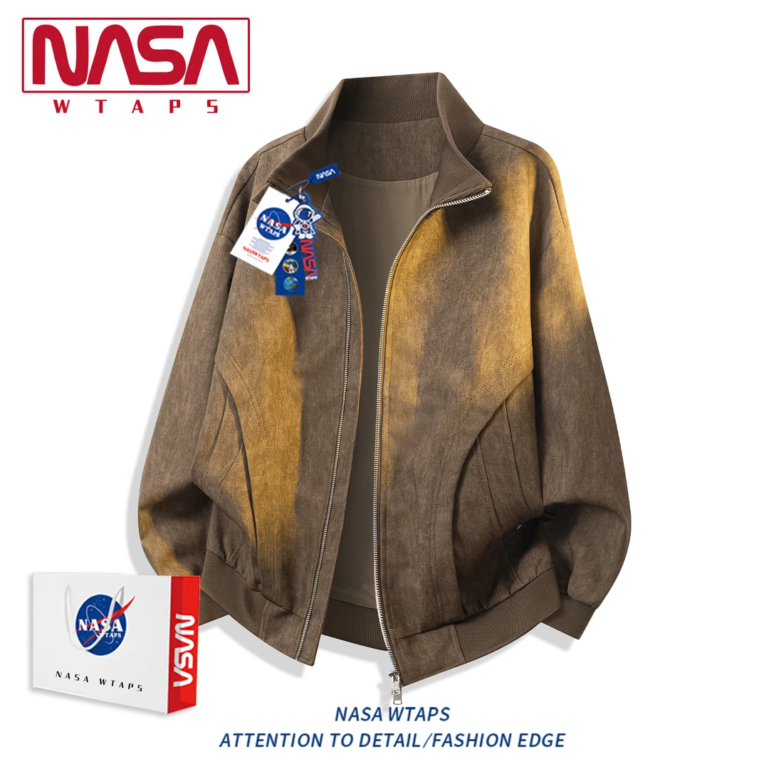 NASA WTAPS大码美式休闲皮衣夹克外套男款秋季立领宽松高级感上衣
