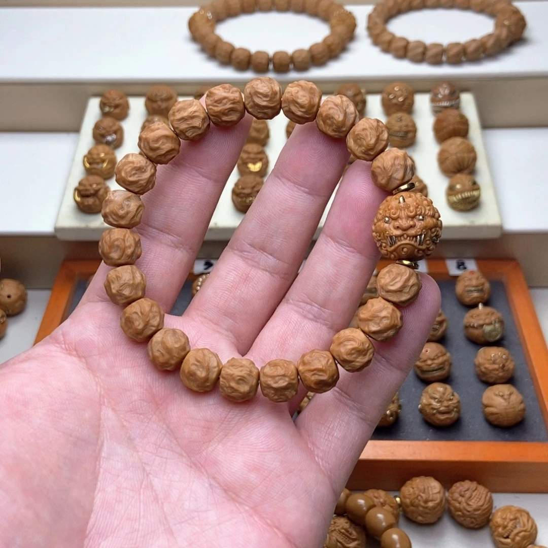 手串文玩核桃猴头核桃全品龙蛇手串➕手工唐狮单颗